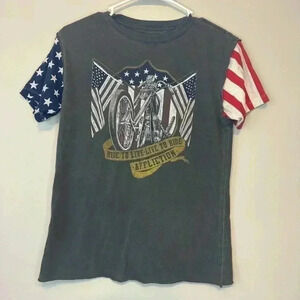 Affliction Love Fast Womens Size S Red White Blue Short Sleeves Motorcycle